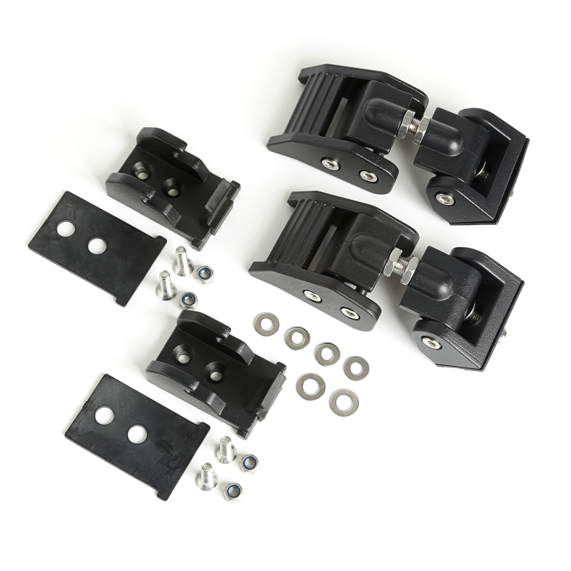 Jeep Wrangler TJ Hood Catches - Rugged Ridge - Adjustable Aluminum - Textured Black - `97-`06